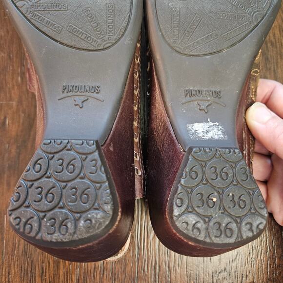 Pikolinos Romana Laser-Cut Floral Slingback Flats EU 36 / US 6 Brown Leather - Picture 11 of 12